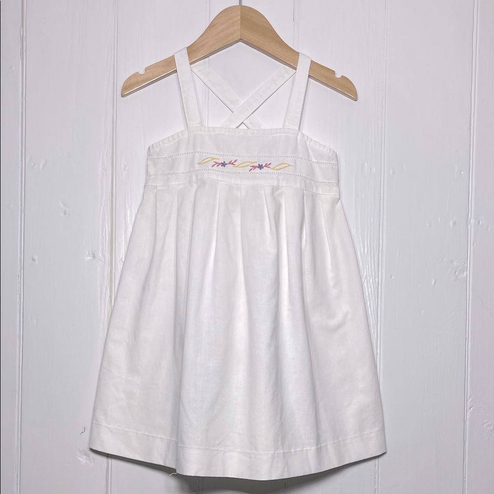 VINTAGE 80s PETITE GAMINE VGUC Dainty Minimalist Embroidered Floral Dress